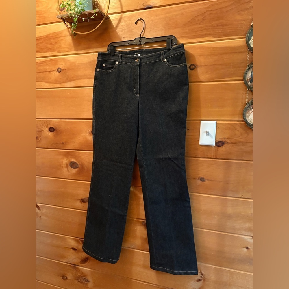 Escada Women's Black Straight Leg Jeans Dark Wash